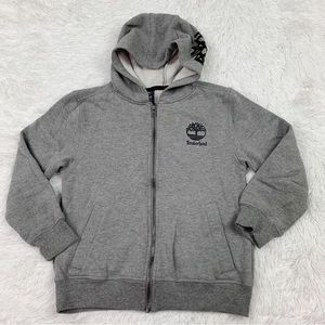 Timberland boy's long sleeve full zip hoodie jacket in gray